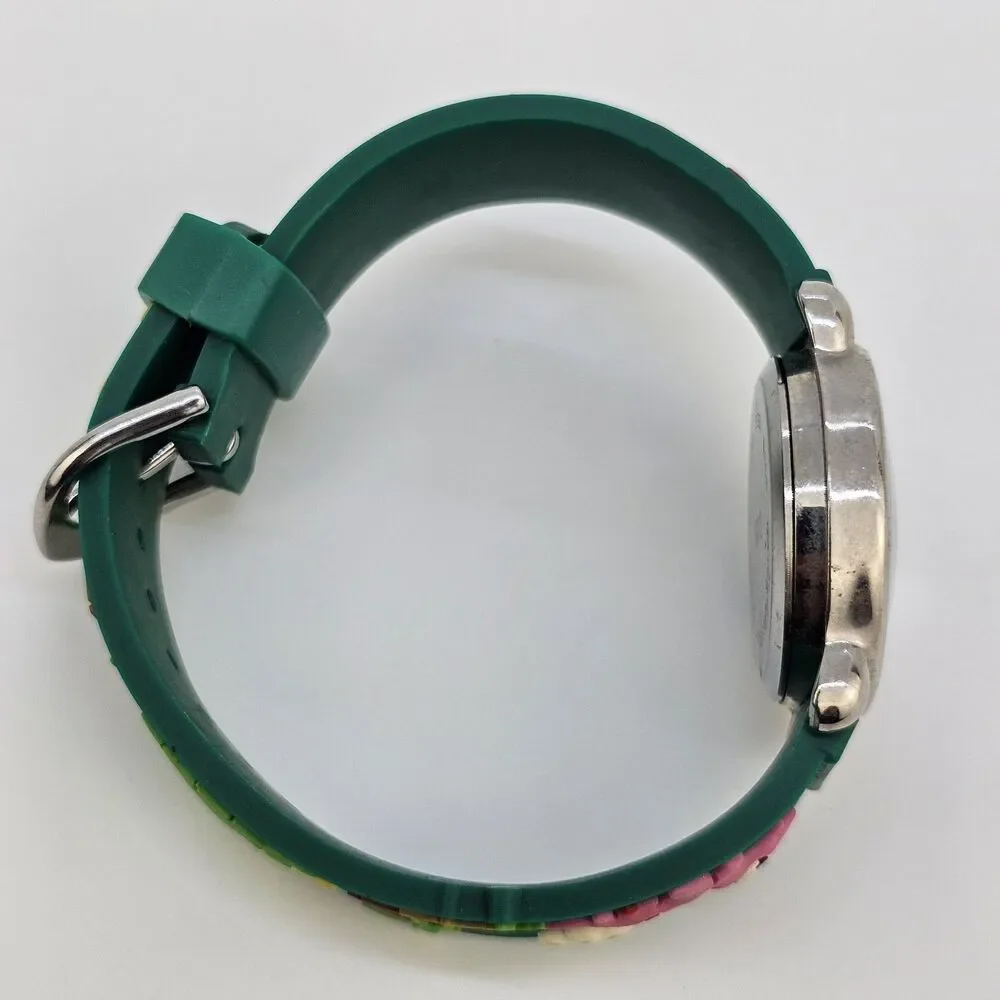 Kids Watch‎ 27MM White Dial Animal Characters Green Plastic Bands New Battery